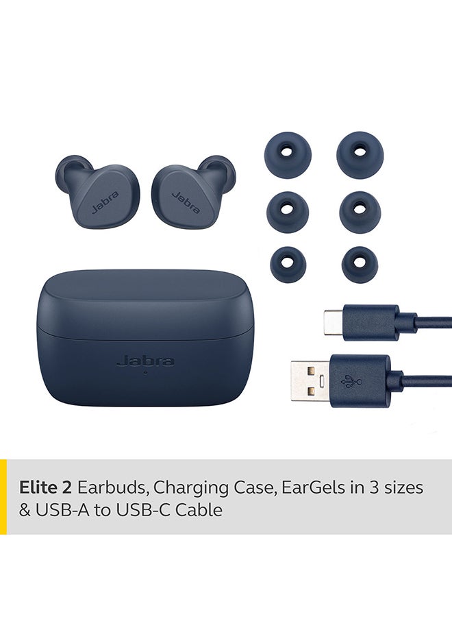 Jabra - Elite 2 In Ear Wireless Bluetooth Earbuds – Noise Isolating True Wireless Buds With 2 Built-In Microphones, Rich Bass, Customizable Sound Navy - Image 1