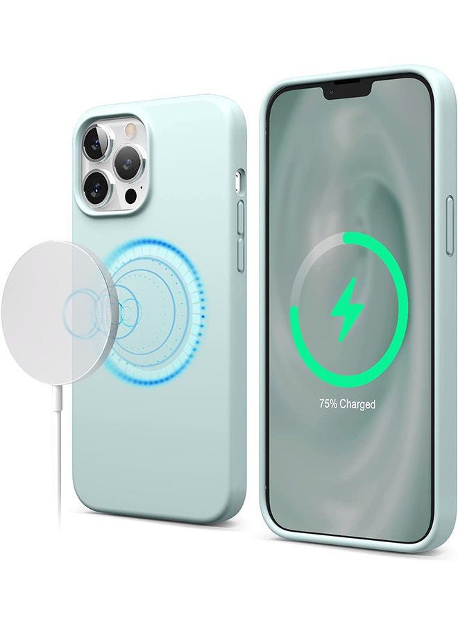 Rock Pow Magnetic Silicone Case For iPhone 13 Pro Max 6.7-inch with MagSafe Mint - Image 1