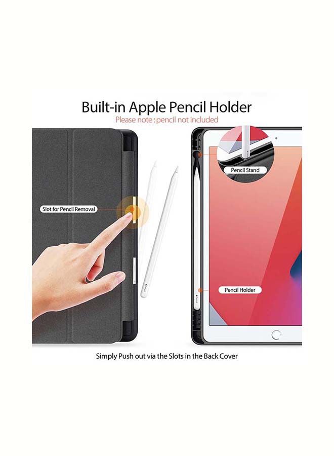 روك بو غطاء حماية قلاب لجهاز أبل آي باد مقاس 10.2 بوصة 9/8/7 (2021/2020/2019) مع حامل قلم رصاص أسود - Image 2