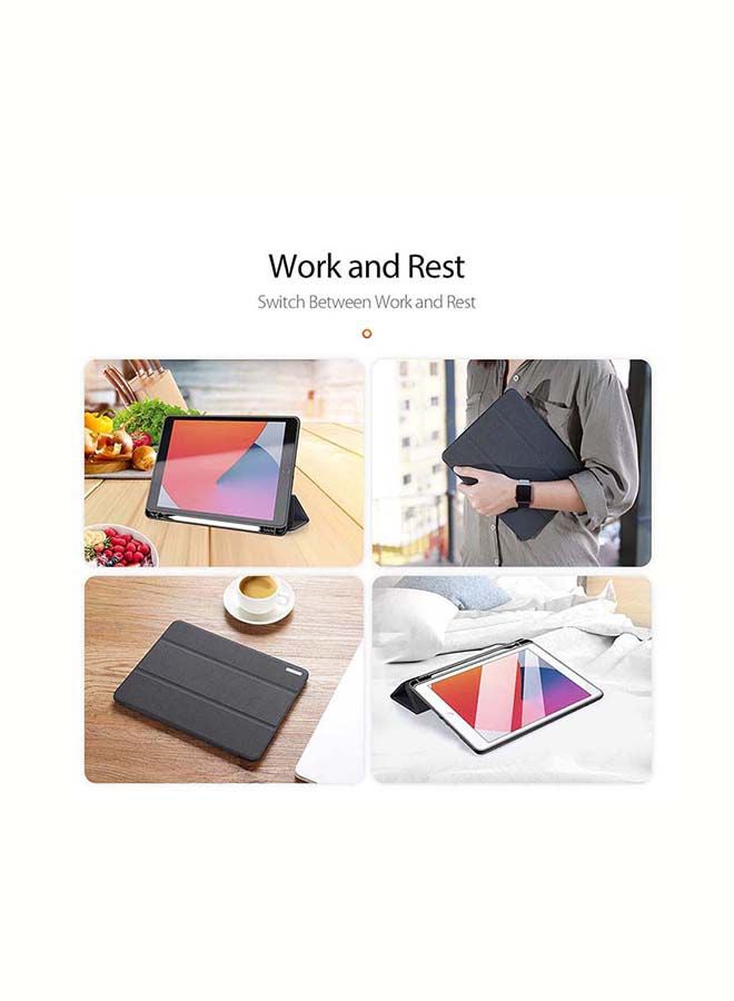 روك بو غطاء حماية قلاب لجهاز أبل آي باد مقاس 10.2 بوصة 9/8/7 (2021/2020/2019) مع حامل قلم رصاص أسود - Image 4