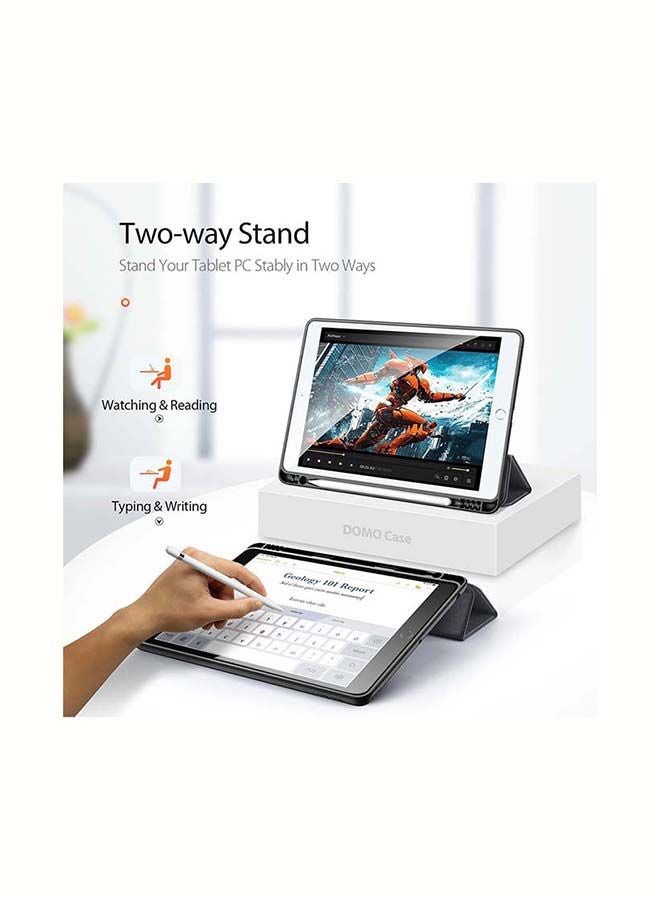 روك بو غطاء حماية قلاب لجهاز أبل آي باد مقاس 10.2 بوصة 9/8/7 (2021/2020/2019) مع حامل قلم رصاص أسود - Image 5