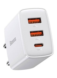 iPhone Charger 30W USB C PD Fast Charger, 1 Port Type-C and Dual Port QC3.0 Quick Wall Adapter EU Plug, for iPhone15/15 Pro Max/15 Pro/15 Plus/14/13/12/11, Galaxy, Pixel 4/3, iPad Pro, AirPods Pro, and More White White