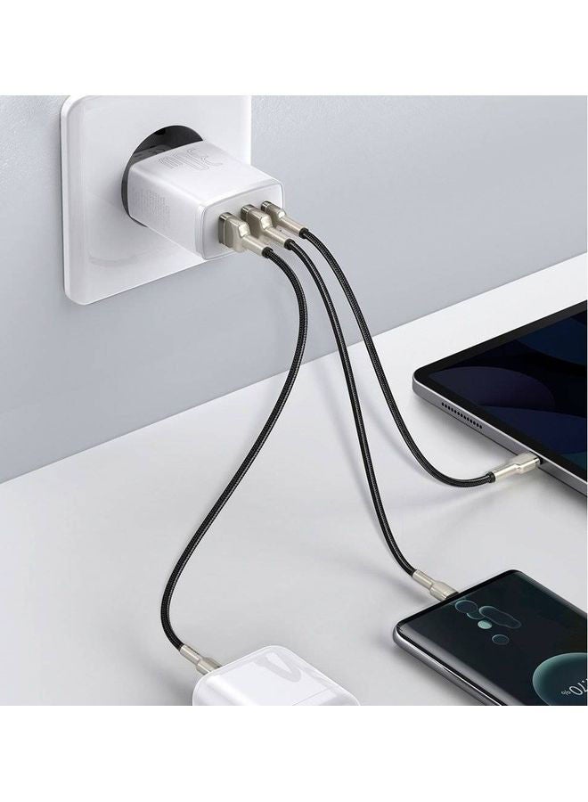 Baseus - iPhone Charger 30W USB C PD Fast Charger, 1 Port Type-C and Dual Port QC3.0 Quick Wall Adapter EU Plug, for iPhone15/15 Pro Max/15 Pro/15 Plus/14/13/12/11, Galaxy, Pixel 4/3, iPad Pro, AirPods Pro, and More White White - Image 1