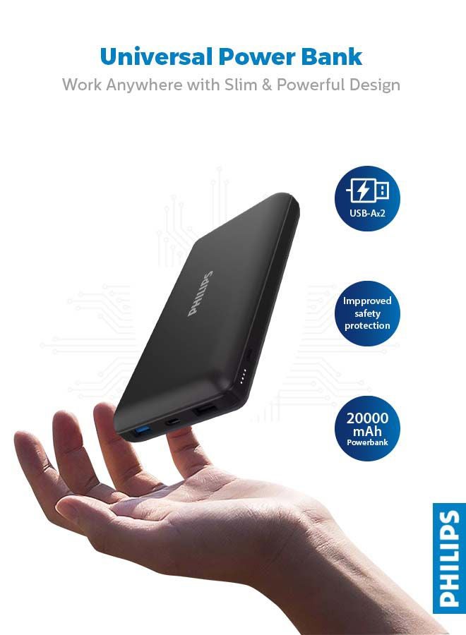 Philips - 20000 mAh 20000 mAh Universal Power Bank Black - Image 1