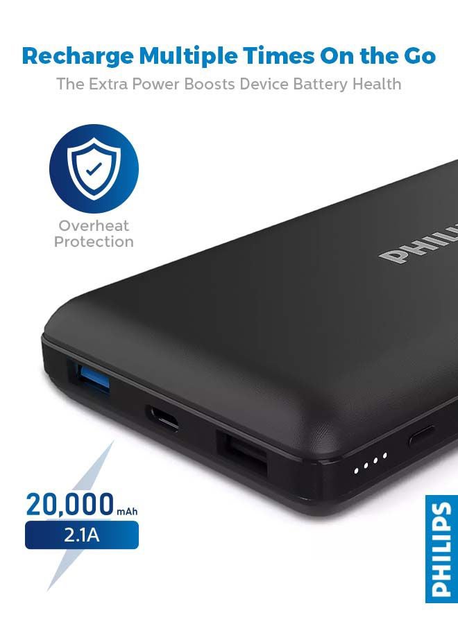Philips - 20000 mAh 20000 mAh Universal Power Bank Black - Image 1
