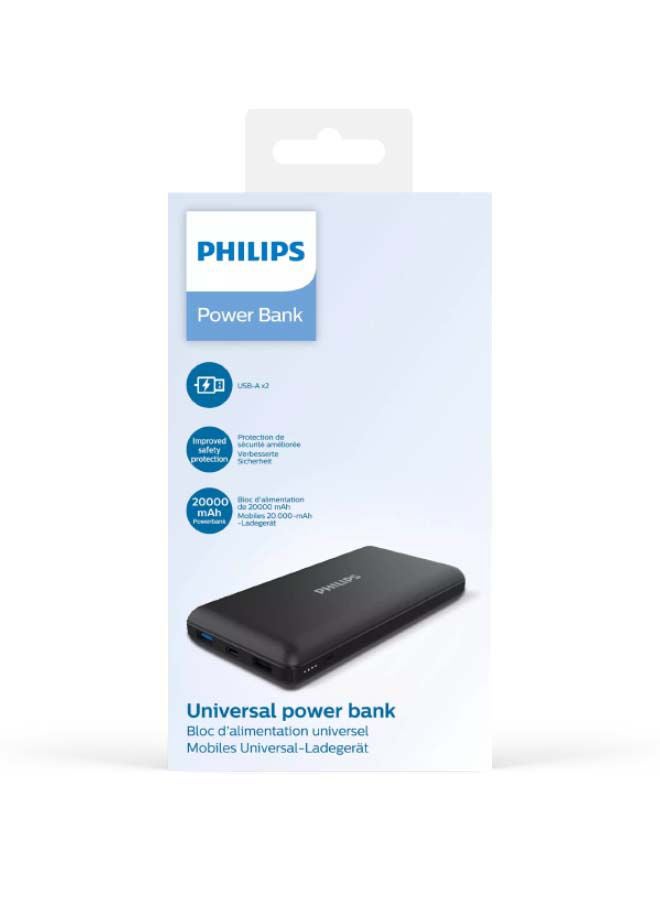 Philips - 20000 mAh 20000 mAh Universal Power Bank Black - Image 1