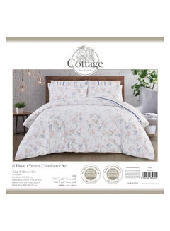 Cottage 6-Piece Comforter Teselia Set King Size Microfiber White/Pink/Blue 250x230cm  - Image 3