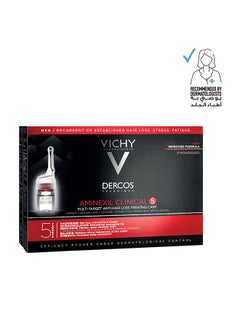 VICHY Dercos Aminexil Clinical 5 Anti-Hair Fall Treatment For Men 21 Doses  - Image 1
