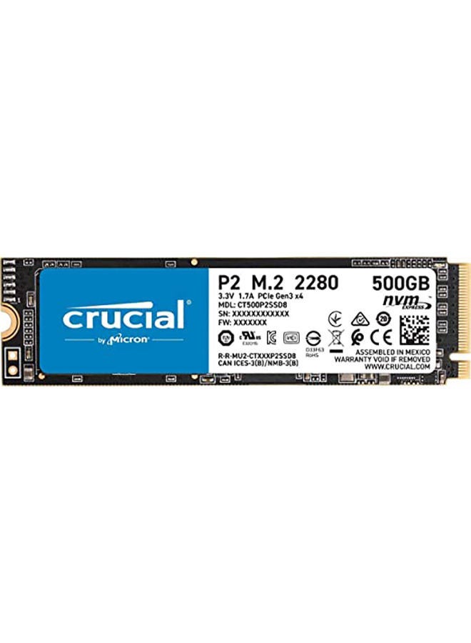 crucial P2 CT500P2SSD8 Internal SSD, Up to 2400 MB/s (3D NAND, NVMe, PCIe, M.2) 500.0 GB  - Image 1