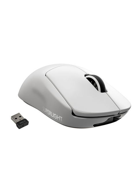 ماوس الألعاب اللاسلكي Logitech G PRO X SUPERLIGHT، مستشعر HERO 25K، خفيف للغاية مع 63 جرام، 5 أزرار قابلة للبرمجة، عمر البطارية 70 ساعة، بدون أقدام PTFE إضافية، جهاز الكمبيوتر/جهاز Mac