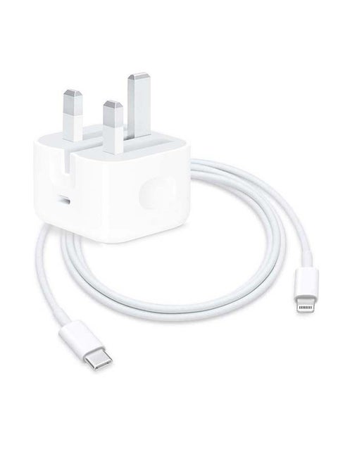 2 in 1 Pack of 20W USB-C Power Adapter and USB-C  to Lightning Cable 1m White