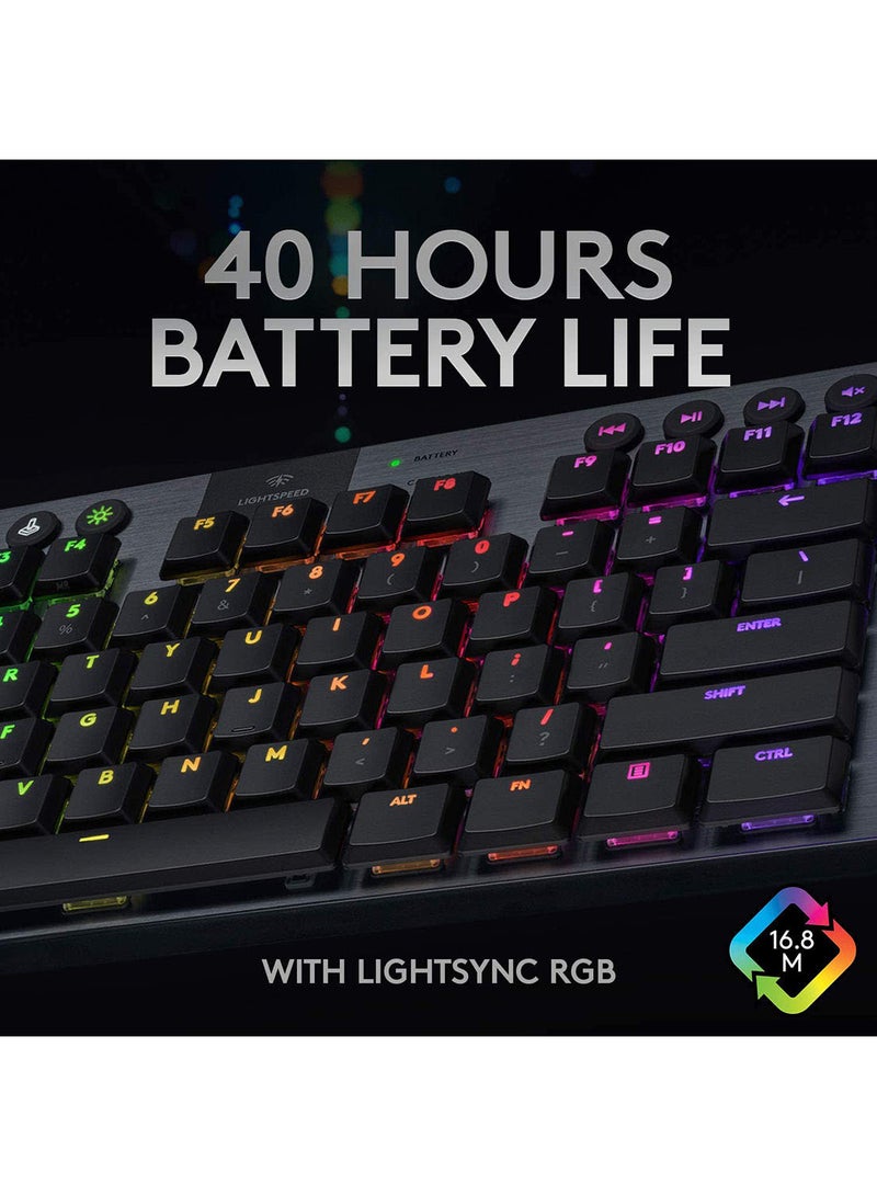 لوجيتيك - لوحة مفاتيح لايت سبيد تي كيه إل G915 ميكانيكية لاسلكية للألعاب بإضاءة RGB من دون لوحة أرقام - Image 1