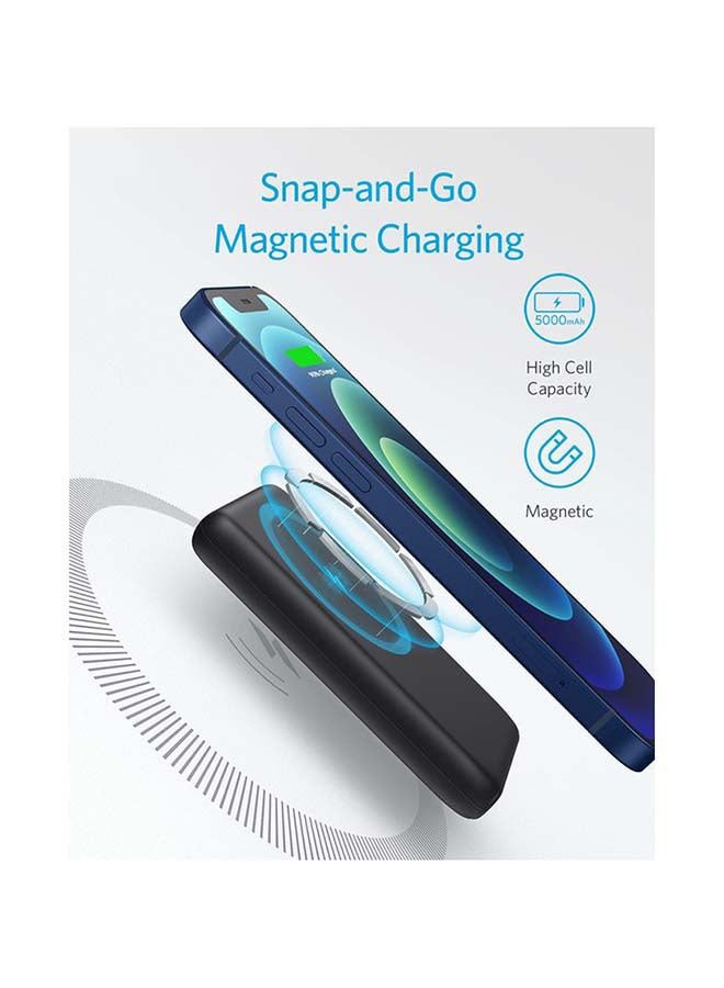 Anker Power Bank, 521 Magnetic Portable Charger (PowerCore Magnetic 5K), 5000 mAh Magnetic Wireless Power Bank with USB-C Cable, for iPhone 16/15 Series and iPhone 14/13 Series Black  - Image 2