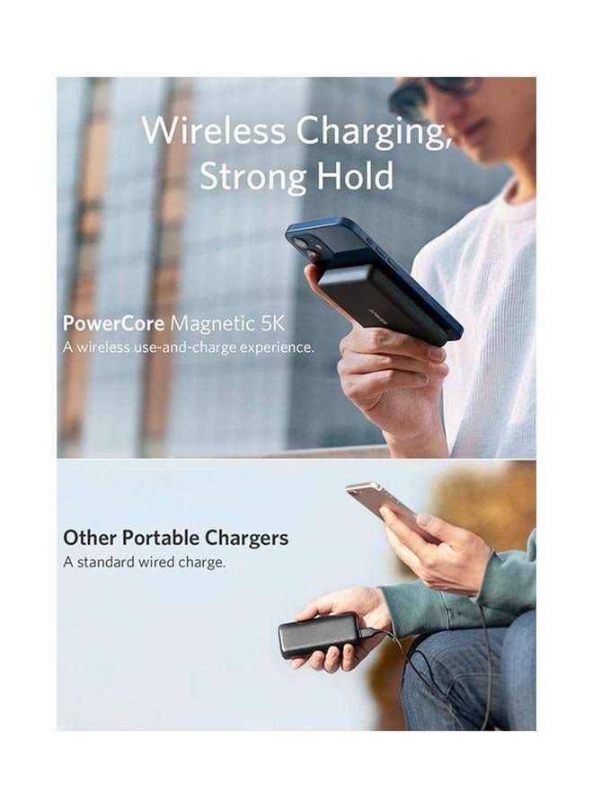 Anker Power Bank, 521 Magnetic Portable Charger (PowerCore Magnetic 5K), 5000 mAh Magnetic Wireless Power Bank with USB-C Cable, for iPhone 16/15 Series and iPhone 14/13 Series Black  - Image 5