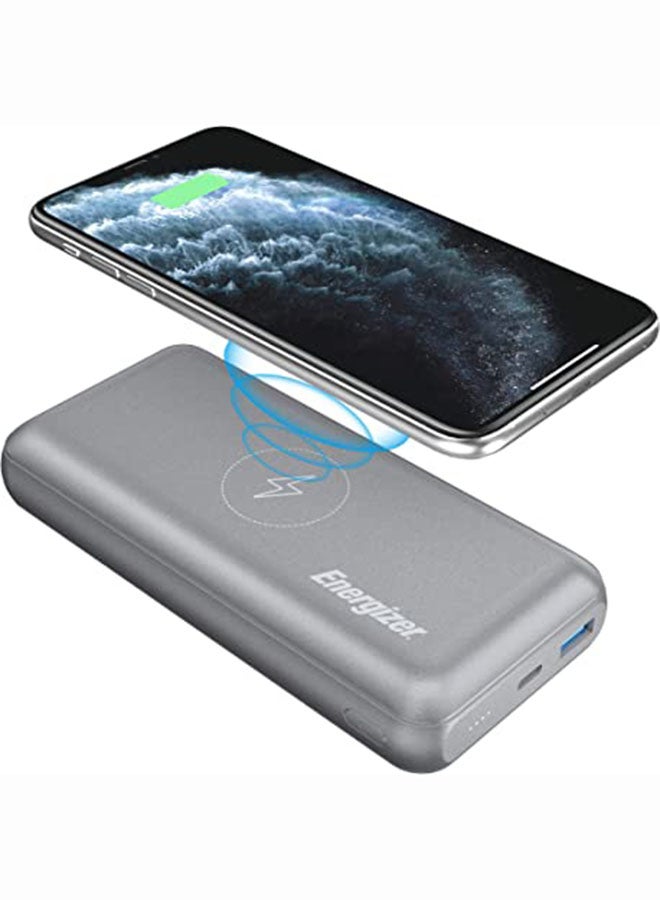20000.0 mAh Wireless Fast Charging Power Bank, Type-C Delivery 3.0 Output, 18W Smart USB-A Outputs Grey