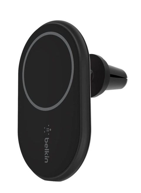 BoostCharge Wireless Charging Magnetic Car Phone Mount Holder, Compatible with MagSafe Enabled iPhone 14, 13, 12, Pro, Max, Mini, Galaxy S22, Ultra, Plus and More (Cable and Charger Included) Black
