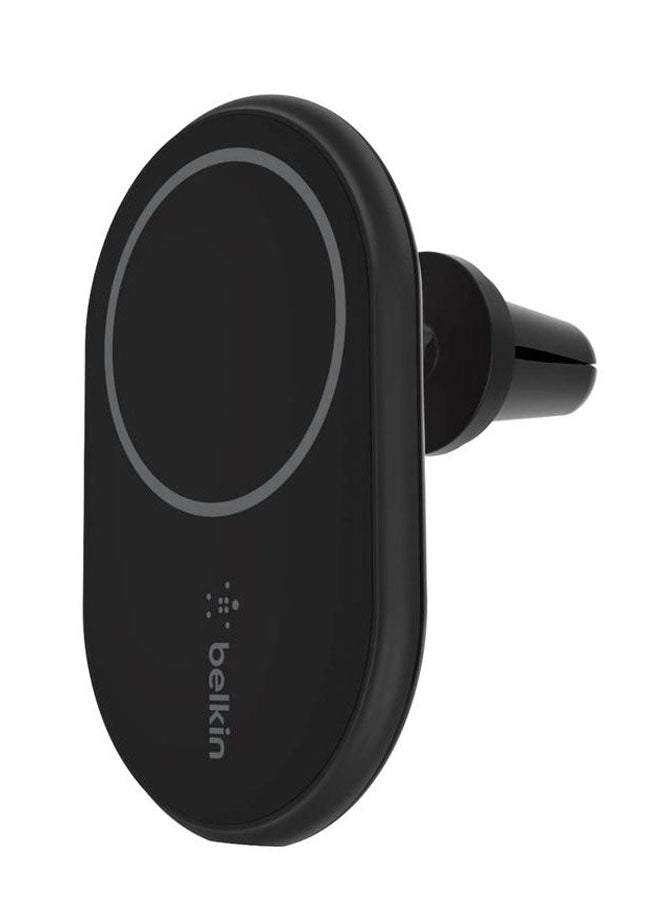 belkin - BoostCharge Wireless Charging Magnetic Car Phone Mount Holder, Compatible with MagSafe Enabled iPhone 14, 13, 12, Pro, Max, Mini, Galaxy S22, Ultra, Plus and More (Cable and Charger Included) Black - Image 1