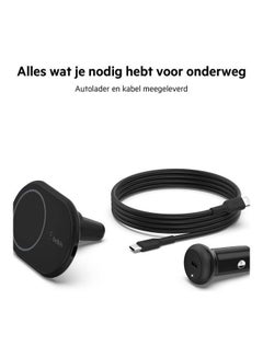 belkin BoostCharge Wireless Charging Magnetic Car Phone Mount Holder, Compatible with MagSafe Enabled iPhone 14, 13, 12, Pro, Max, Mini, Galaxy S22, Ultra, Plus and More (Cable and Charger Included) Black  - Image 5