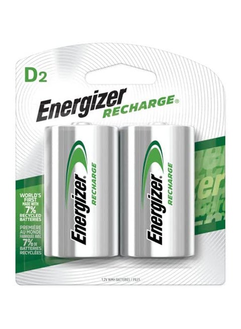 Energizer Rechargeable D Batteries (Nimh, 2500 Mah)- 2 Count, Silver, Nh50Bp-2 Multicolour