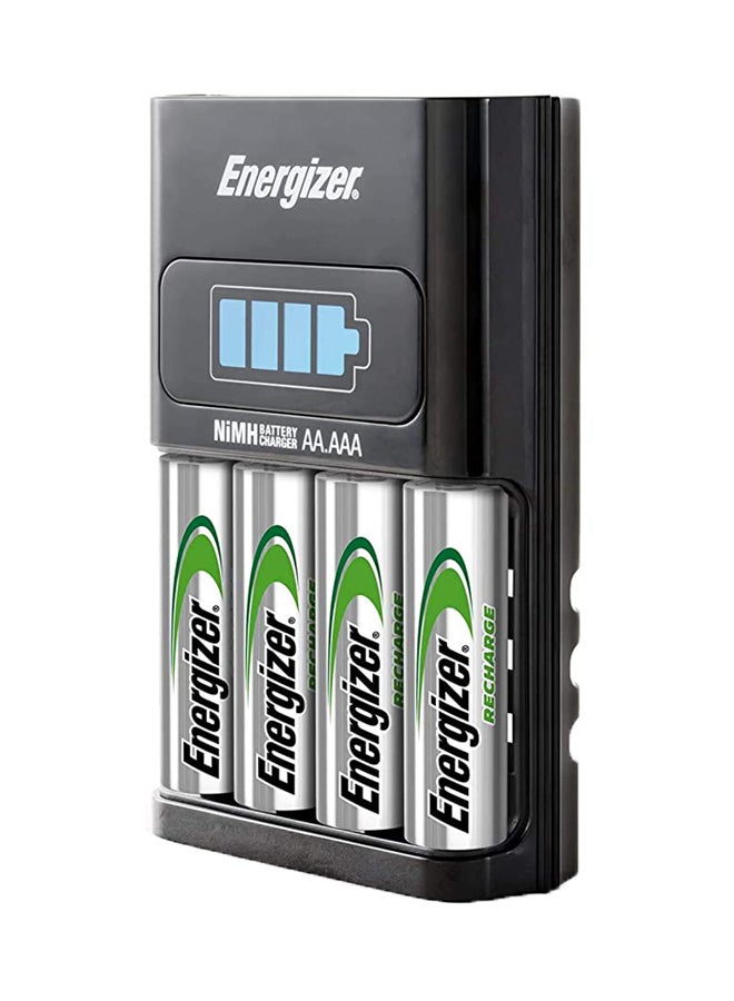 Energizer - Energizer Charger Maxi for AA & AAA Batteries With 2 AA Rechargeable Batteries Silver/Black/Green - Image 1