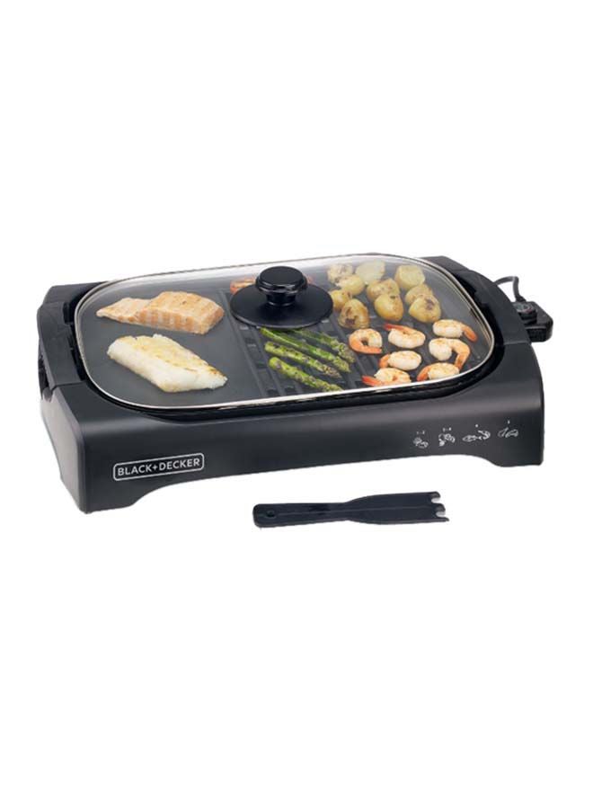 BLACK+DECKER Electric Health Grill, Open Flat Grill With Glass Lid 2200 W LGM70-B5 Black  - Image 2