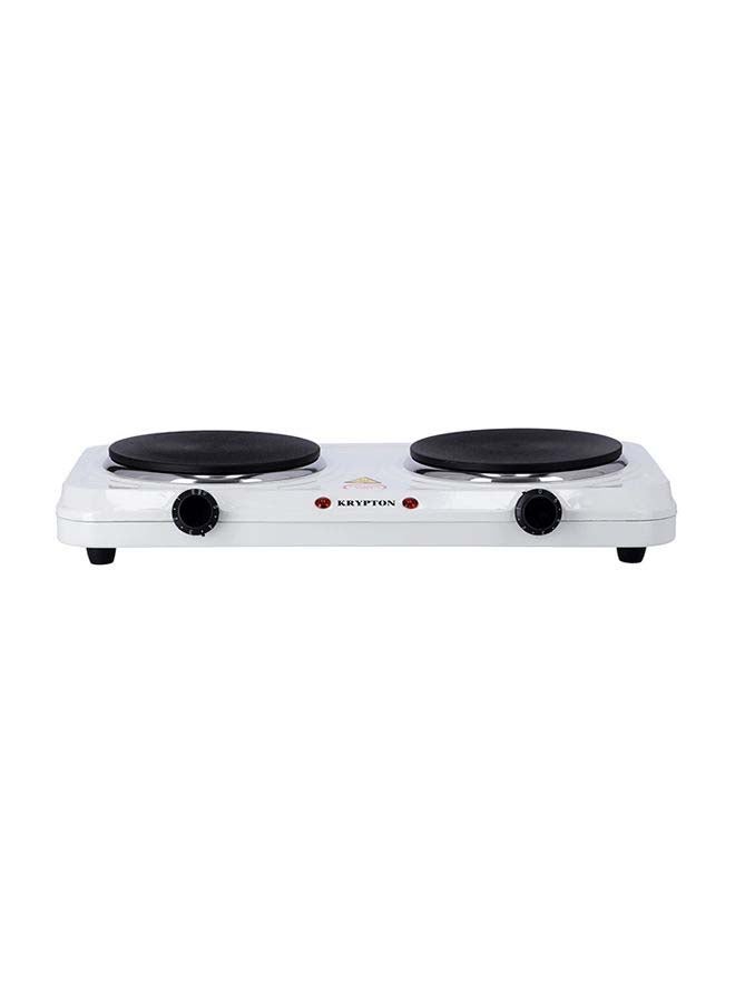 KRYPTON - Double Electric Hot Plate with Solid Hot Plates of 155+155 mm, Equipped with Adjustable Thermostat and Overheat Protection and Ideal for Boiling, Sautéing, Frying and Other Cooking Tasks 2000 W KNHP5306N White - Image 1