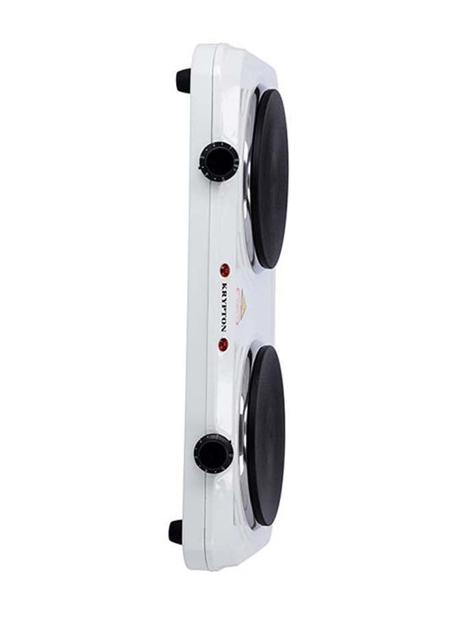 KRYPTON - Double Electric Hot Plate with Solid Hot Plates of 155+155 mm, Equipped with Adjustable Thermostat and Overheat Protection and Ideal for Boiling, Sautéing, Frying and Other Cooking Tasks 2000 W KNHP5306N White - Image 1