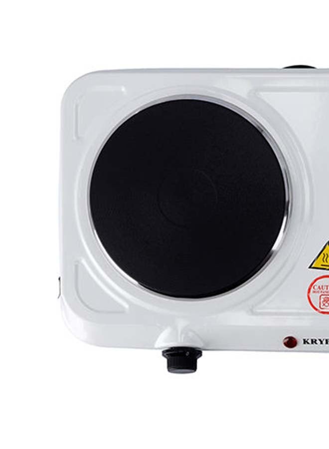 KRYPTON - Double Electric Hot Plate with Solid Hot Plates of 155+155 mm, Equipped with Adjustable Thermostat and Overheat Protection and Ideal for Boiling, Sautéing, Frying and Other Cooking Tasks 2000 W KNHP5306N White - Image 1