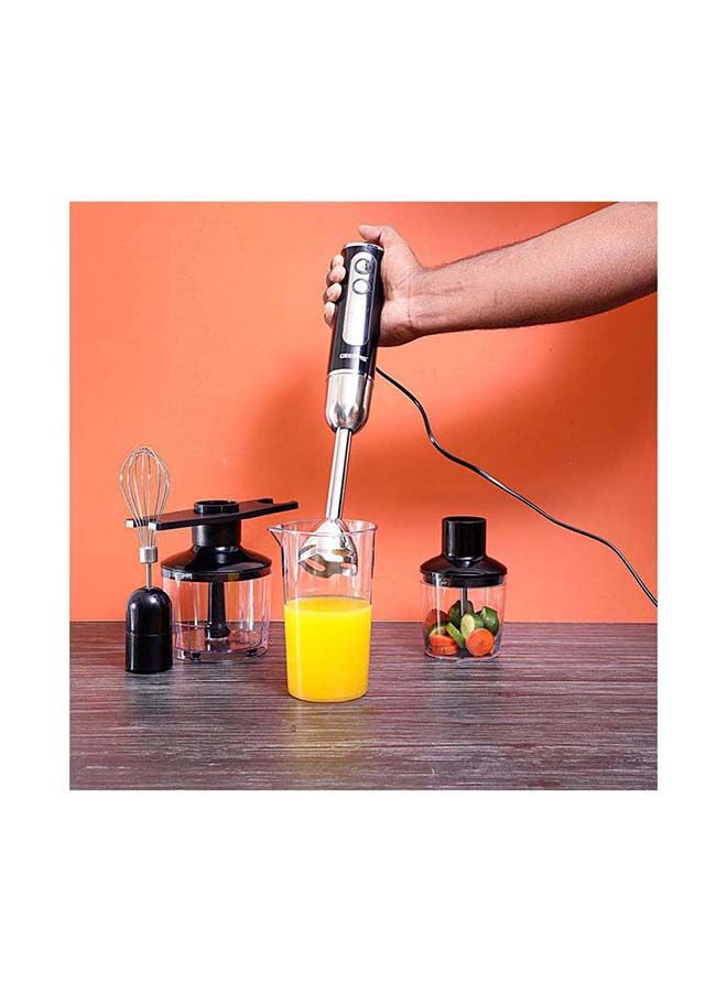 GEEPAS - Multi Functional 5 In 1 Hand Blender With 860 ML Chopper Bowl, 8 Variable Speed, Removable Stainless Steel Stick GHB6137 Black/Clear/Silver - Image 1