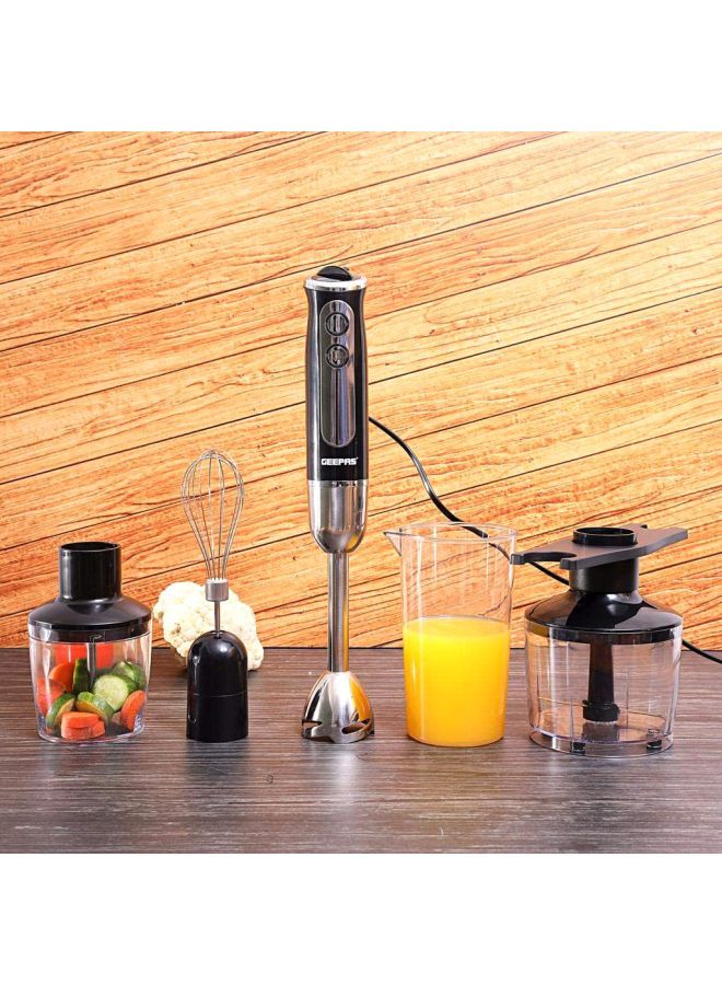 GEEPAS - Multi Functional 5 In 1 Hand Blender With 860 ML Chopper Bowl, 8 Variable Speed, Removable Stainless Steel Stick GHB6137 Black/Clear/Silver - Image 1