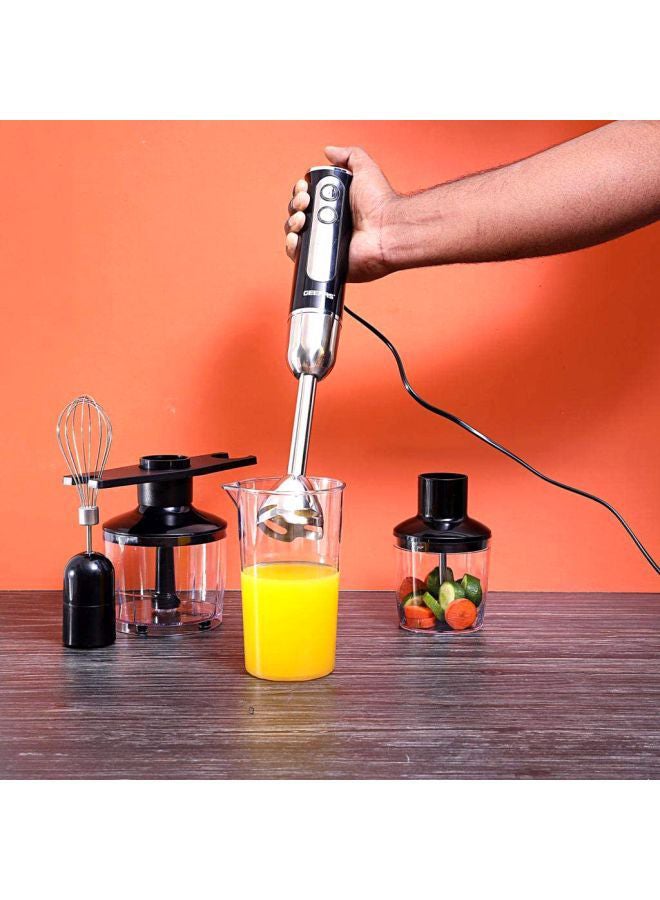 GEEPAS - Multi Functional 5 In 1 Hand Blender With 860 ML Chopper Bowl, 8 Variable Speed, Removable Stainless Steel Stick GHB6137 Black/Clear/Silver - Image 1