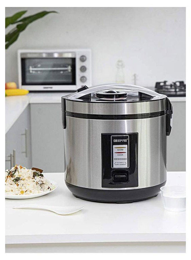 Rice Cooker 1.8 L Durable Construction| Removable Non-Stick Pot, Cool Touch Handle| Includes Cook, Warm Functions, Plastic Steamer| Perfect for Vegetables, Soups, Sauces etc |762W 1.8 L 762 W GRC4330 Black/Silver - v1667569203/N13862209A_8