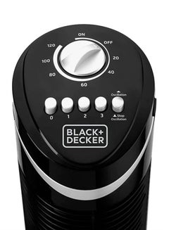 BLACK+DECKER Tower Fan with 3 Speed Settings, 50W 65° Oscillation, Quiet Operation, Portable Design with Carry Handle, 120-Min Timer, Adjustable Airflow for Home or Travel TF50-B5 Black  - Image 3