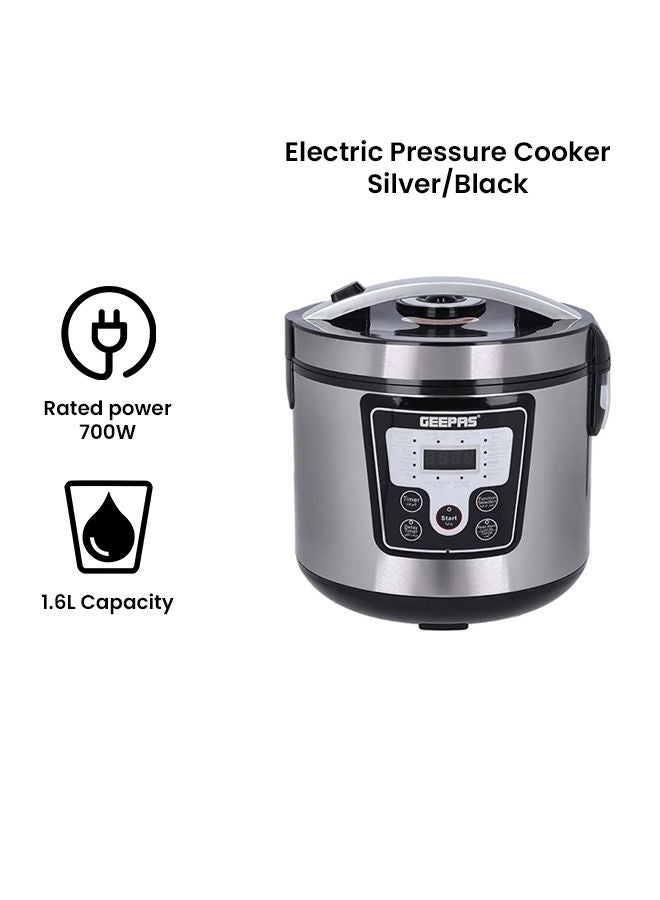 GEEPAS - Digital Multi Cooker With 12 Multi Cooking Program Including LED Display Hard and Quality Non-Stick Inner Pot Digital control 1.8 L 700 W GMC35031 Silver/Black - Image 1