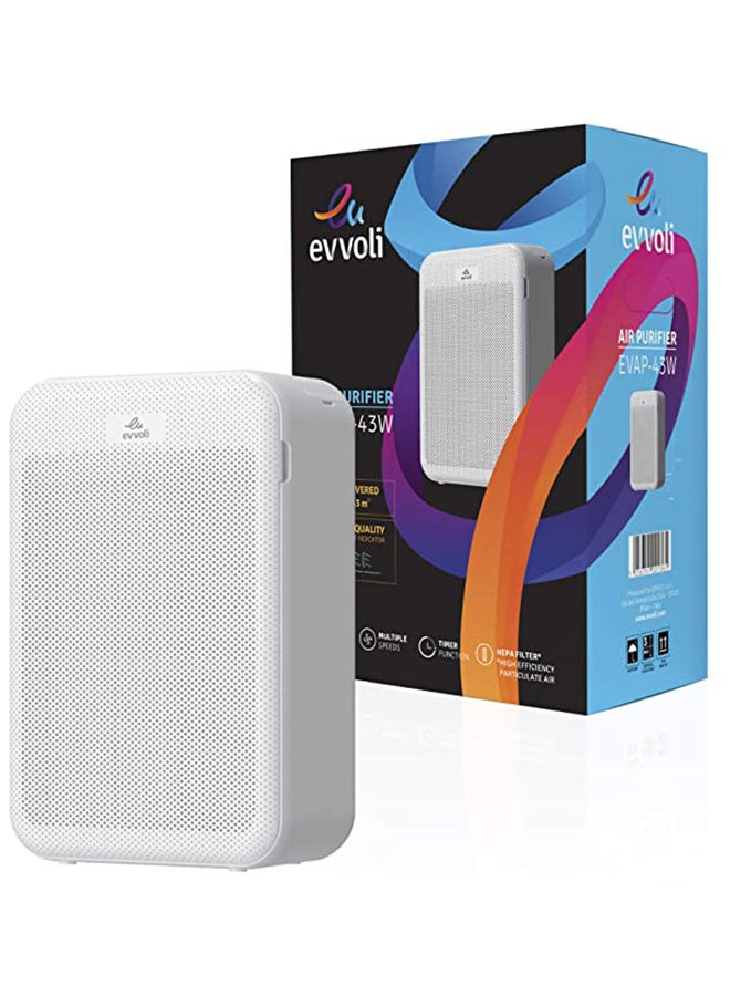 evvoli - Smart Air Purifier 5-Layer Filters With True Hepa Control Digital Sensor Night Mode Quality Indicator 2 Years warranty EVAP-43W White - Image 1