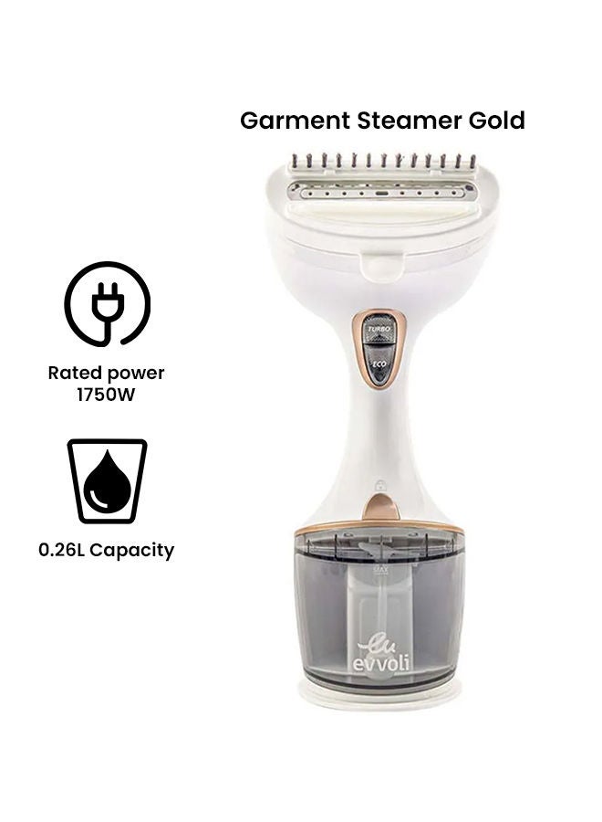 evvoli Handheld Portable Garment Steamer With Auto Shut-Off 0.26 L 1750.0 W EVIR-HS1750G Gold  - Image 3