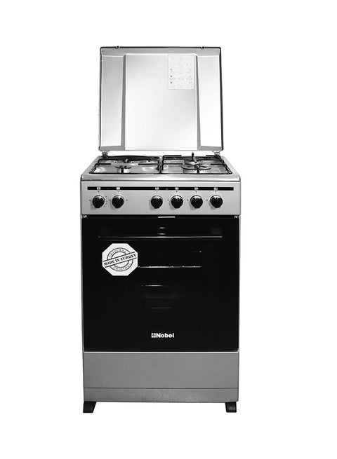 3 Gas Burners+ 1 Hot Plate 50 x 50 cm, Electric Oven, Enamel Grids, 1 year warranty NGC5300S Silver