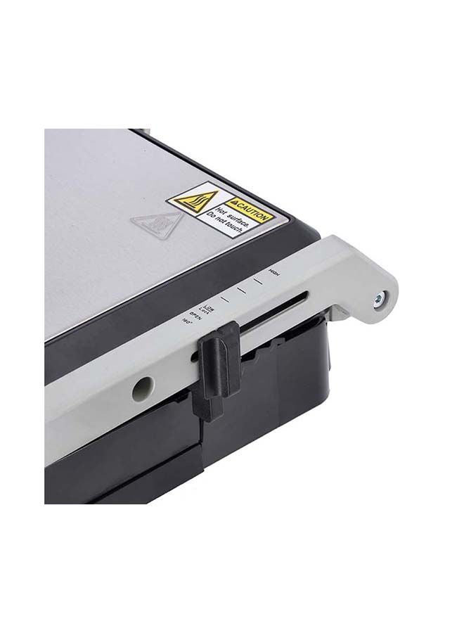 GEEPAS - Stainless Steel Grill Maker, Panini Maker| Open Flat Up To 180 |  Timer & Temperature Control | Non-Stick Cooking Plate & Cool Touch Handle | Panini Press Grill 2000 W GGM36539 Silver/Black - Image 1