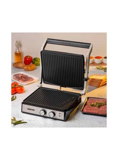 Stainless Steel Grill Maker, Panini Maker| Open Flat Up To 180 |  Timer & Temperature Control | Non-Stick Cooking Plate & Cool Touch Handle | Panini Press Grill 2000 W GGM36539 Silver/Black - v1667569630/N51330617A_5