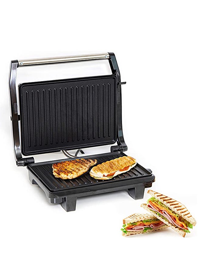 GEEPAS - Stainless Steel Grill Maker, Panini Maker| Open Flat Up To 180 |  Timer & Temperature Control | Non-Stick Cooking Plate & Cool Touch Handle | Panini Press Grill 2000 W GGM36539 Silver/Black - Image 1