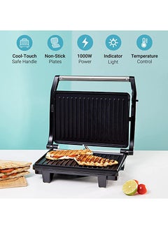 Stainless Steel Grill Maker, Panini Maker| Open Flat Up To 180 |  Timer & Temperature Control | Non-Stick Cooking Plate & Cool Touch Handle | Panini Press Grill 2000 W GGM36539 Silver/Black - v1667569632/N51330617A_10