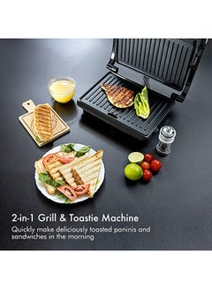 Stainless Steel Grill Maker, Panini Maker| Open Flat Up To 180 |  Timer & Temperature Control | Non-Stick Cooking Plate & Cool Touch Handle | Panini Press Grill 2000 W GGM36539 Silver/Black - v1667569632/N51330617A_9