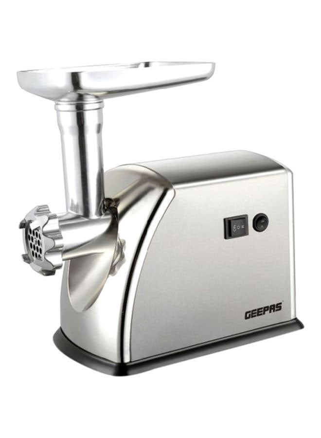 GEEPAS - Meat Grinder Electric Aluminum Gearbox - 3 Metal Stainless Steel Cutting Plates, Accessories, Metal Gears, Stainless Steel Blade 1 kg 1600 W GMG1909 Silver - Image 1