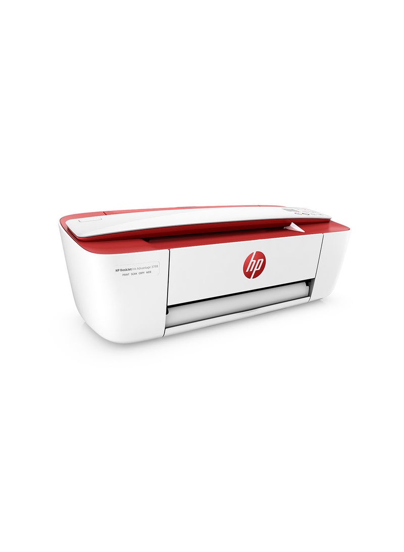 HP - DeskJet Ink Advantage 3788 Wireless, Print, Copy, Scan All-in-One Printer  - Red [T8W49C] Red/White - Image 1