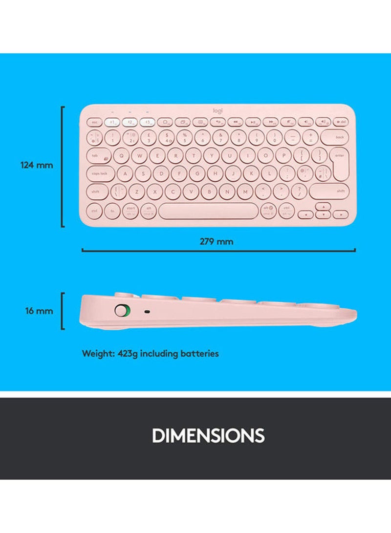 K380 Wireless Multi-Device Keyboard Language  For Windows, Apple iOS/TV, Android Or Chrome US English Pink