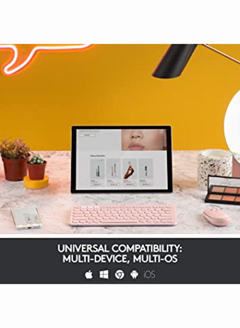 K380 Wireless Multi-Device Keyboard Language  For Windows, Apple iOS/TV, Android Or Chrome US English Pink