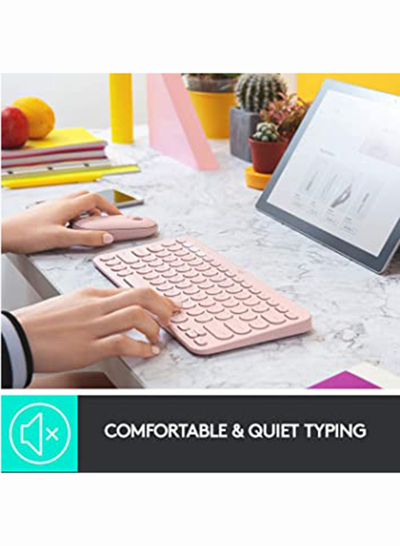 K380 Wireless Multi-Device Keyboard Language  For Windows, Apple iOS/TV, Android Or Chrome US English Pink