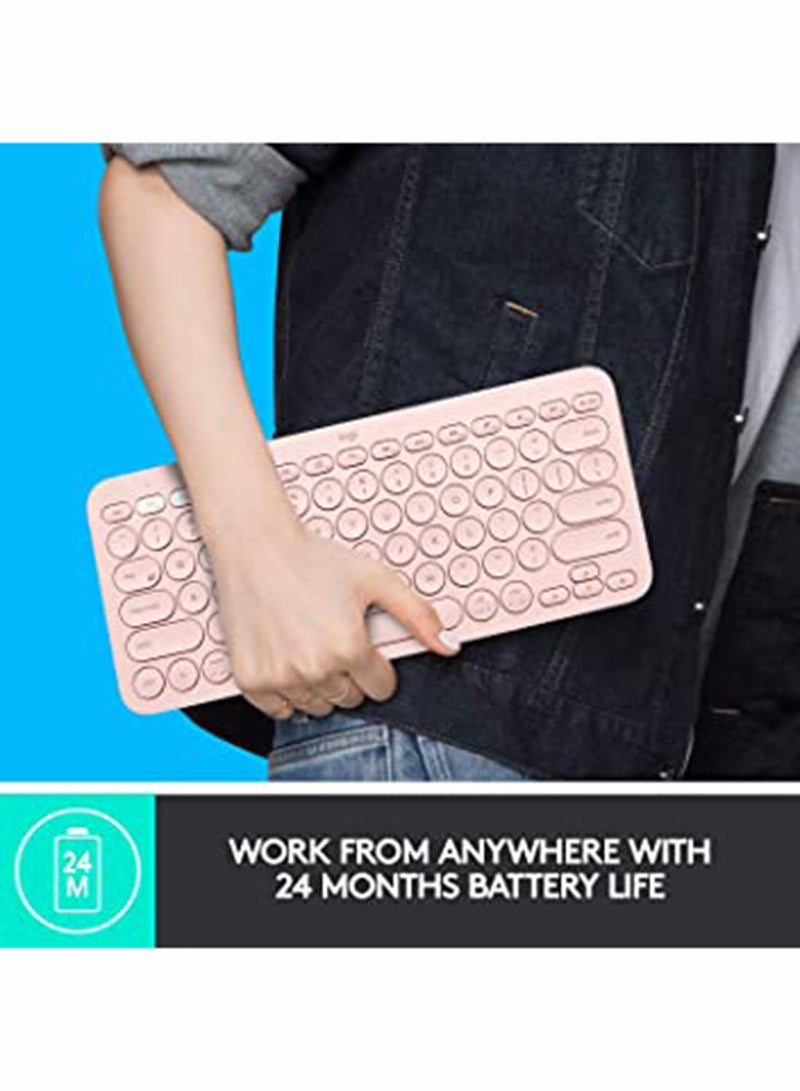 K380 Wireless Multi-Device Keyboard Language  For Windows, Apple iOS/TV, Android Or Chrome US English Pink