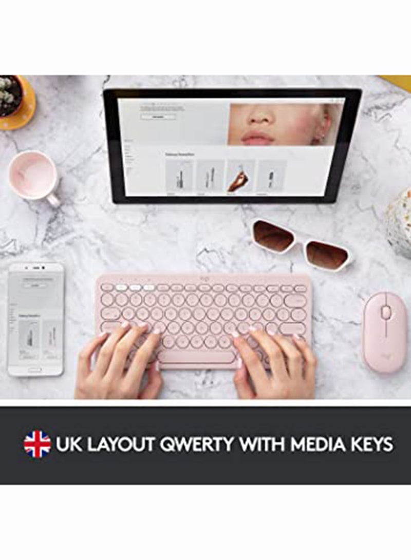 K380 Wireless Multi-Device Keyboard Language  For Windows, Apple iOS/TV, Android Or Chrome US English Pink
