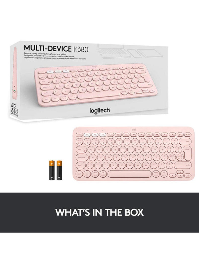 K380 Wireless Multi-Device Keyboard Language  For Windows, Apple iOS/TV, Android Or Chrome US English Pink